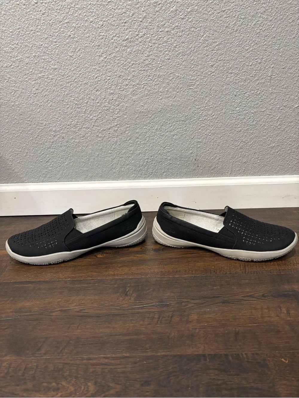 JBU Black Perforated Slip-On Flats